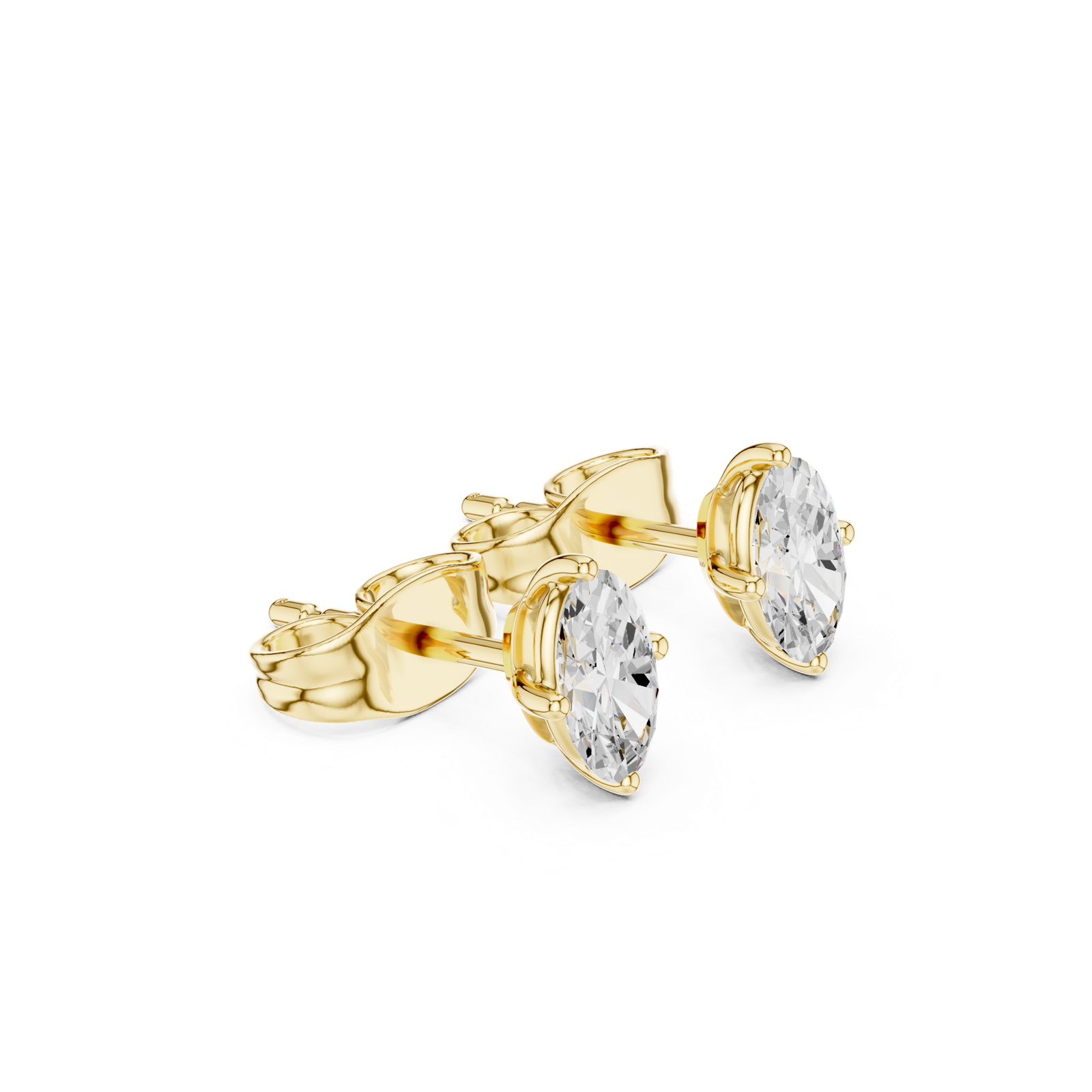 14K Solid Gold Lab Diamond Stud Earrings, Yellow Gold, view 1