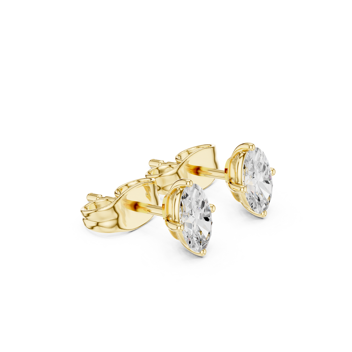 14K Solid Gold Lab Diamond Stud Earrings, Yellow Gold, view 1