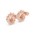 14K Solid Gold Lab Diamond Flower Cluster Earrings, Rose Gold, view 3