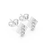 14K Solid Gold Lab Diamond Cluster Earrings, White Gold, view 2
