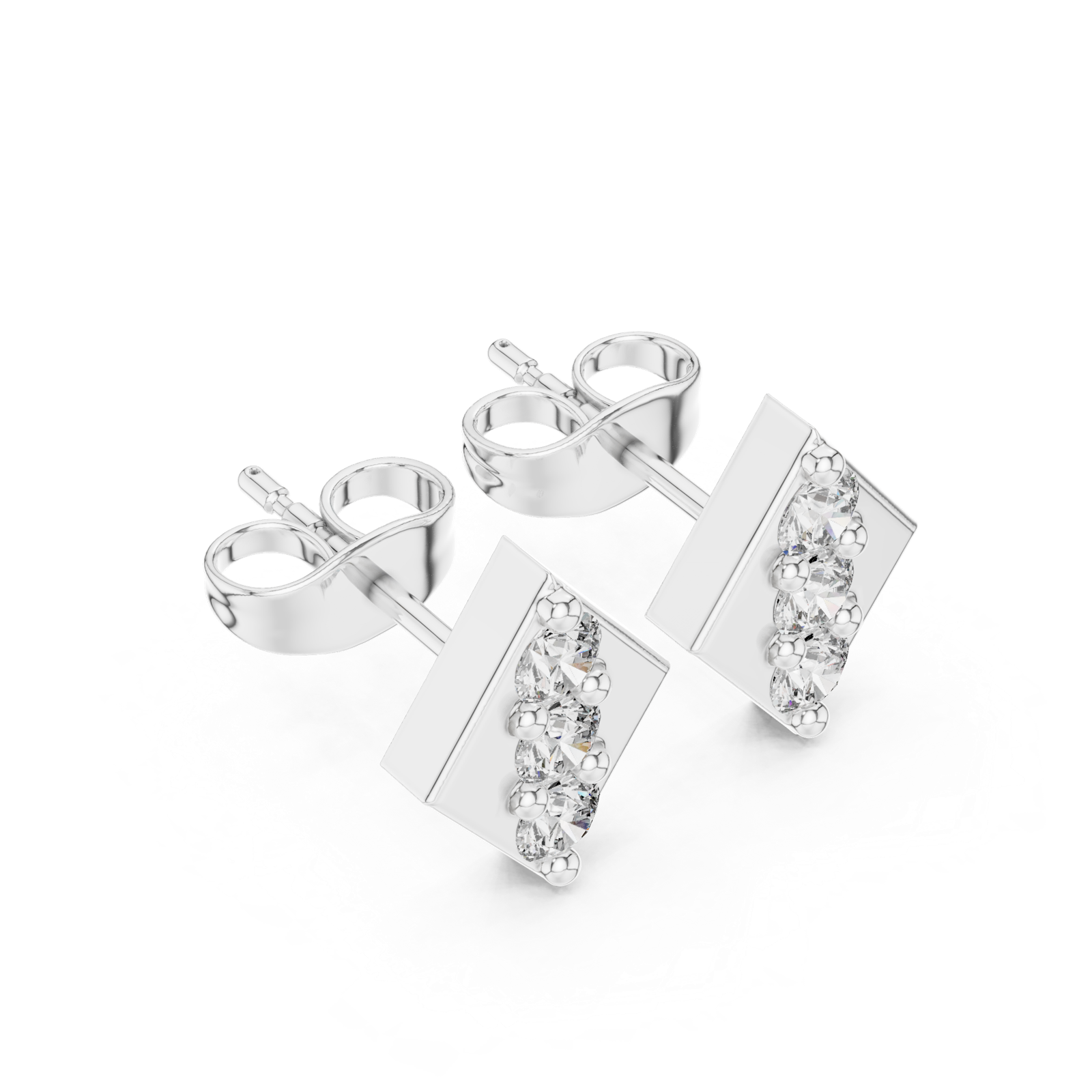 14K Solid Gold Lab Diamond Cluster Earrings, White Gold, view 2