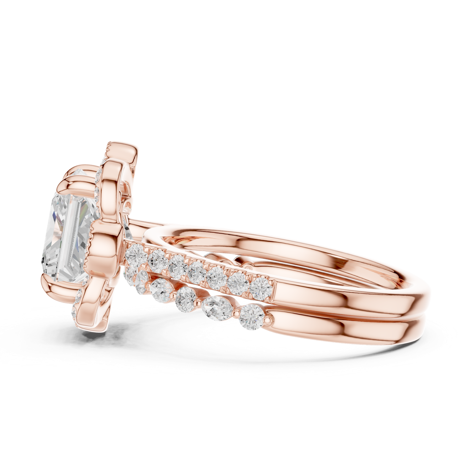 Gold Ring DDLR-442, Princess center stone, Rose Gold, view 3