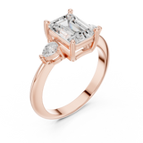 Gold Jewelry, Emerald center stone, Rose Gold, view 2
