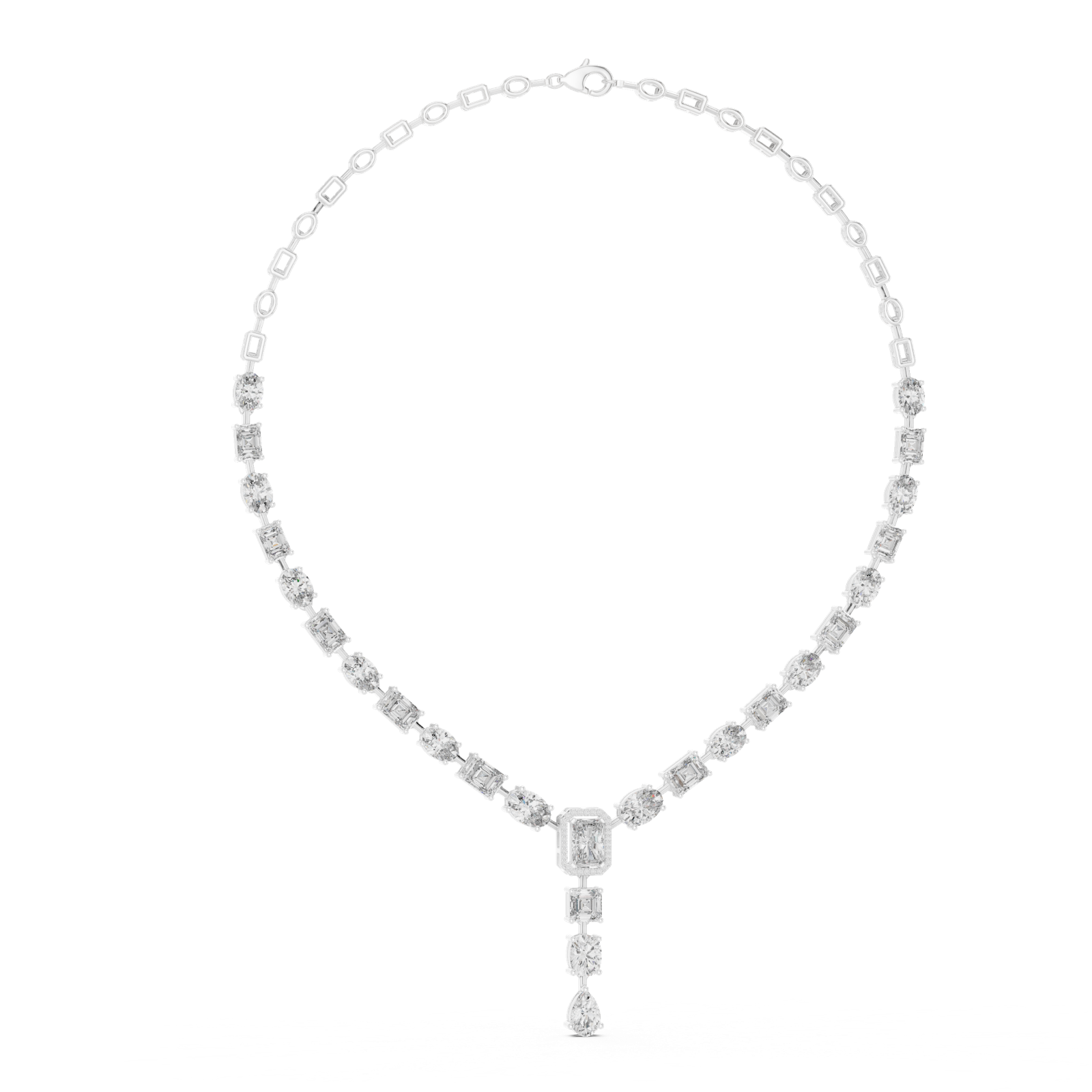 14K Solid Gold Lab Diamond Tennis Necklace, White Gold, view 1