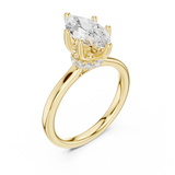Gold Ring DDLR-176, Marquise center stone, Yellow Gold, view 2