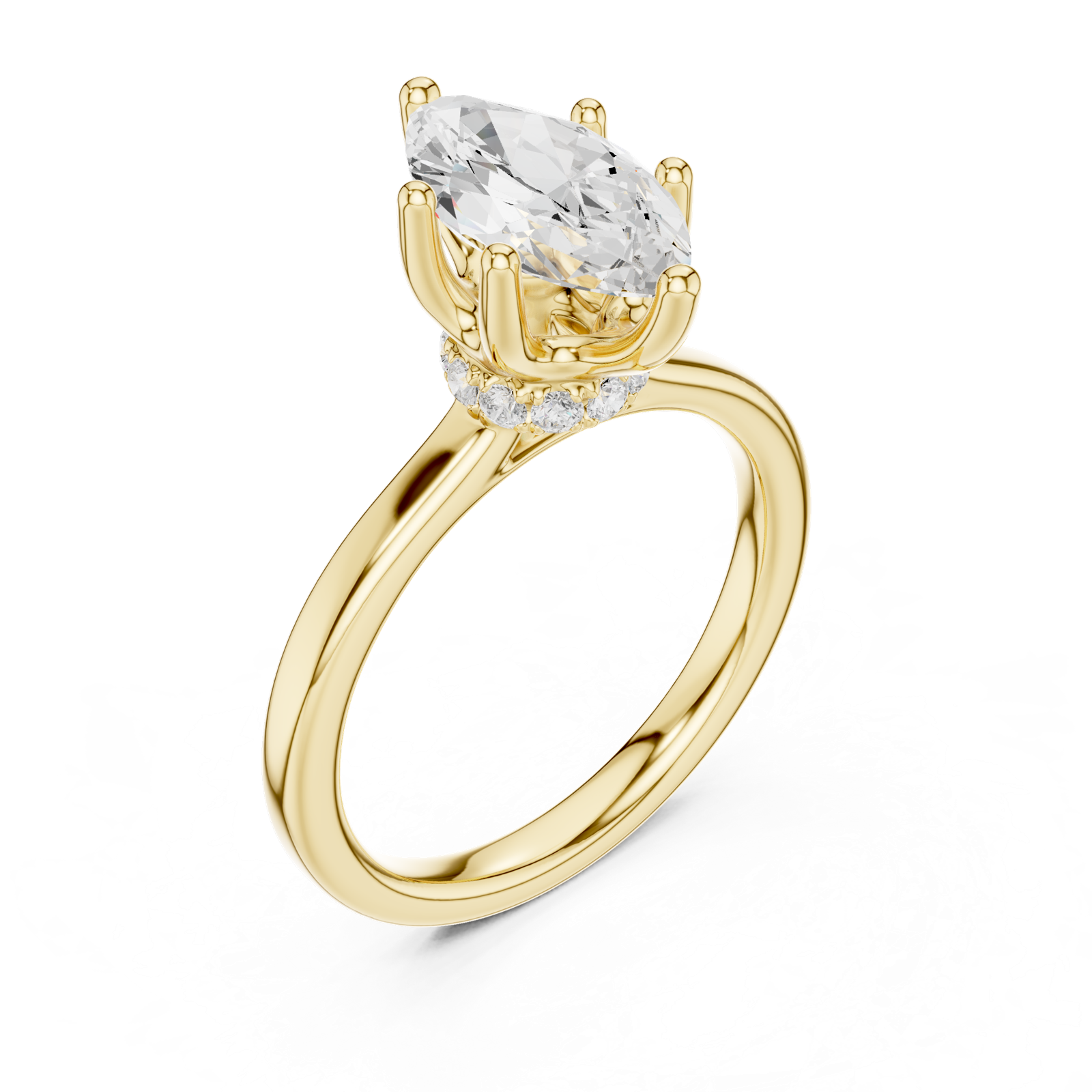 Gold Ring DDLR-176, Marquise center stone, Yellow Gold, view 2