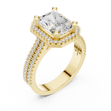 Gold Ring DDLR-341, Radiant center stone, Yellow Gold, view 2