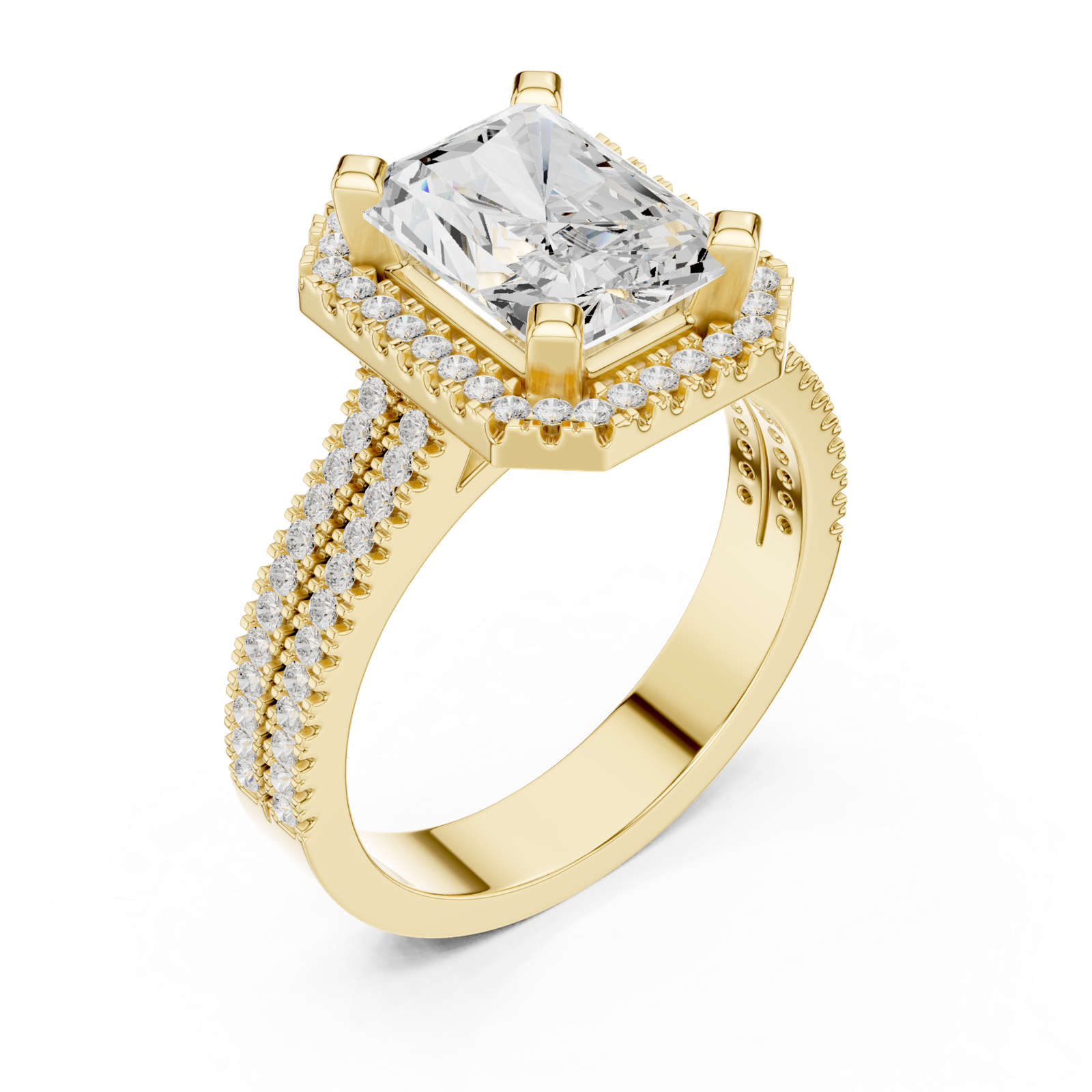 Gold Ring DDLR-341, Radiant center stone, Yellow Gold, view 2