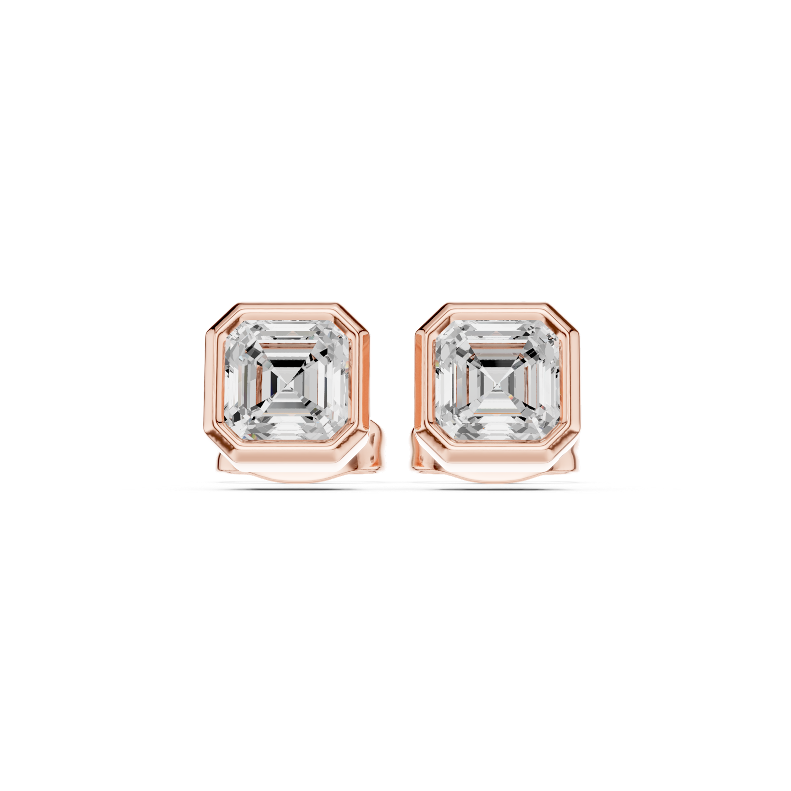 Gold Jewelry, Asscher center stone, Rose Gold, view 4