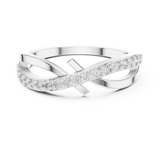 14K Solid Gold Lab Diamond Crossover Ring, White Gold