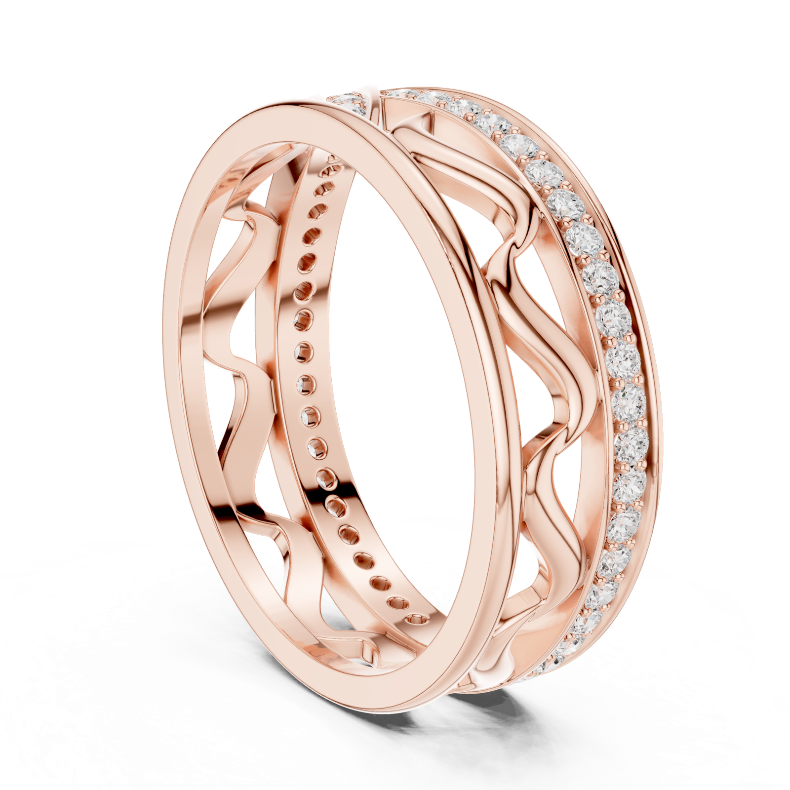 Gold Ring R25, Rose Gold, view 1