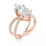Gold Jewelry L36-25, Marquise center stone, Rose Gold, view 2