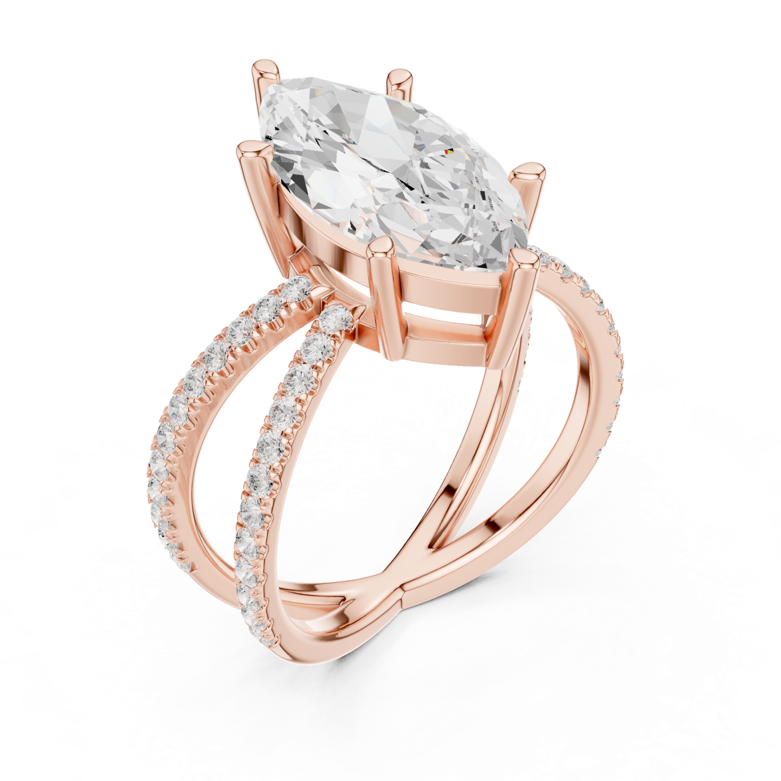 Gold Jewelry L36-25, Marquise center stone, Rose Gold, view 2