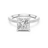Gold Ring DDLR-177, Princess center stone, White Gold, view 4