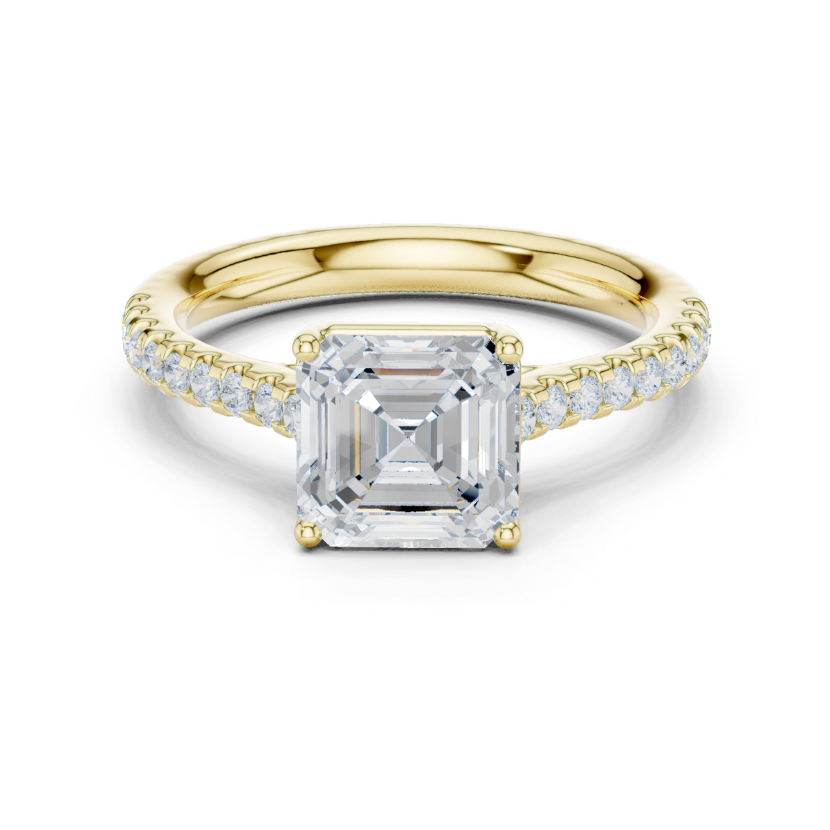 14K Solid Gold Lab Diamond Solitaire Ring, Yellow Gold
