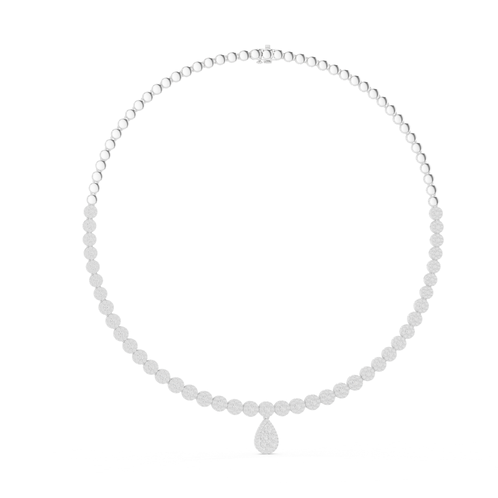 14K Solid Gold Lab Diamond Tennis Necklace, White Gold, view 1