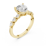 Gold Ring, Pear center stone, Yellow Gold, view 2