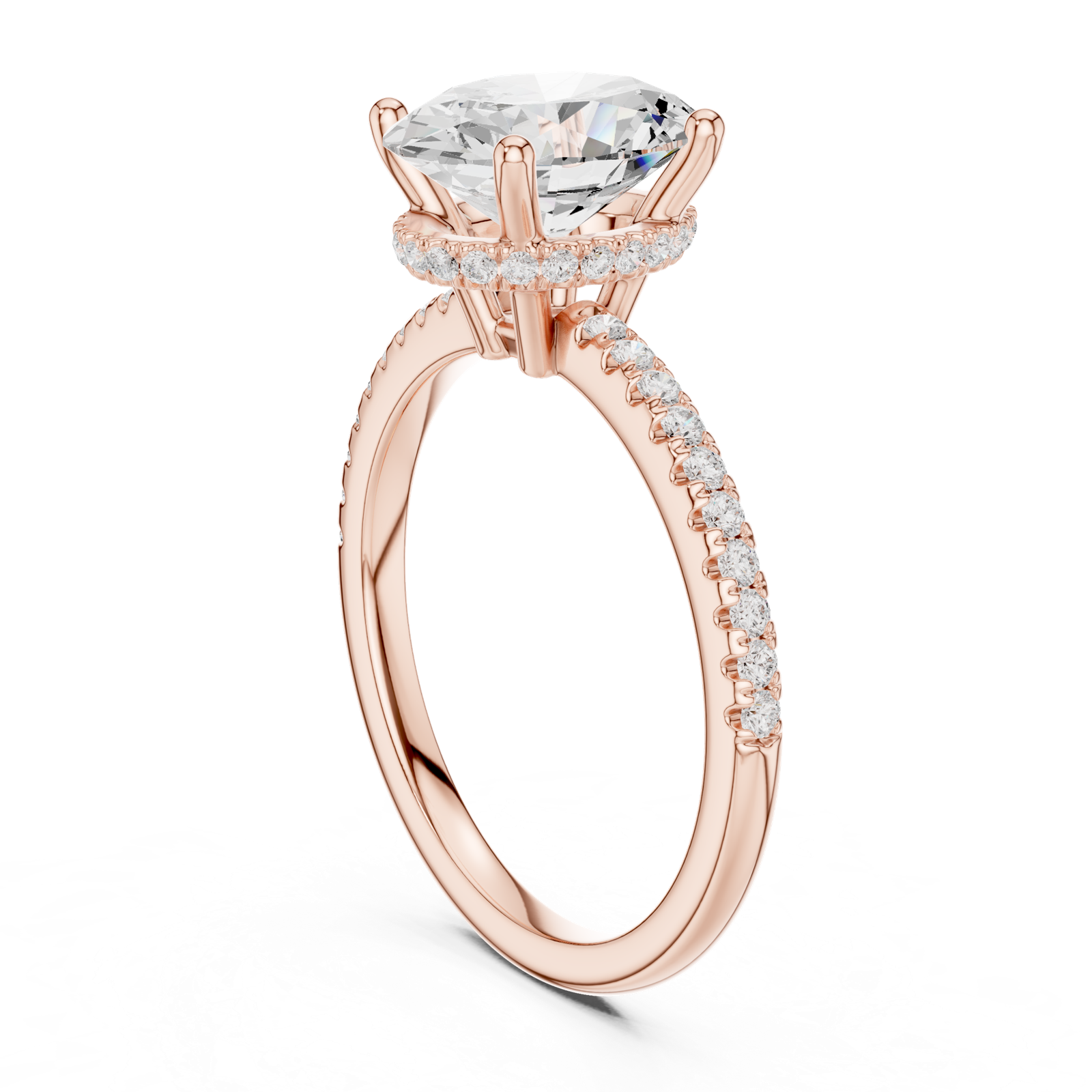 Gold Ring DDLR-177, Oval center stone, Rose Gold, view 1