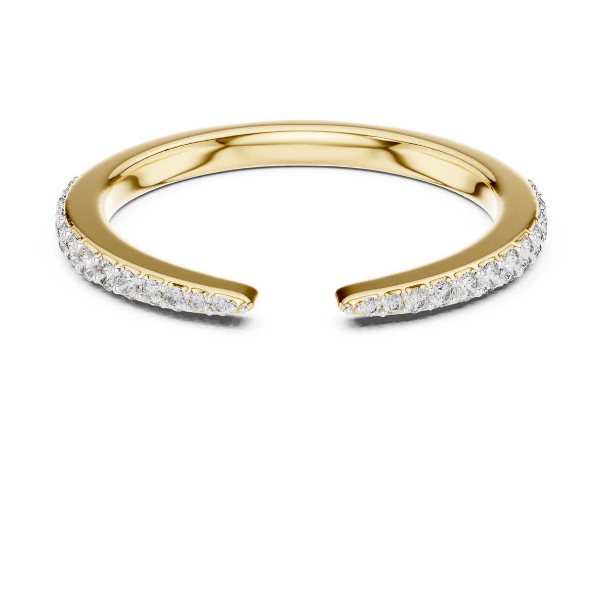 14K Solid Gold Lab Diamond Band Ring, Yellow Gold
