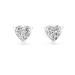 14K Solid Gold Lab Diamond Heart Stud Earrings, White Gold