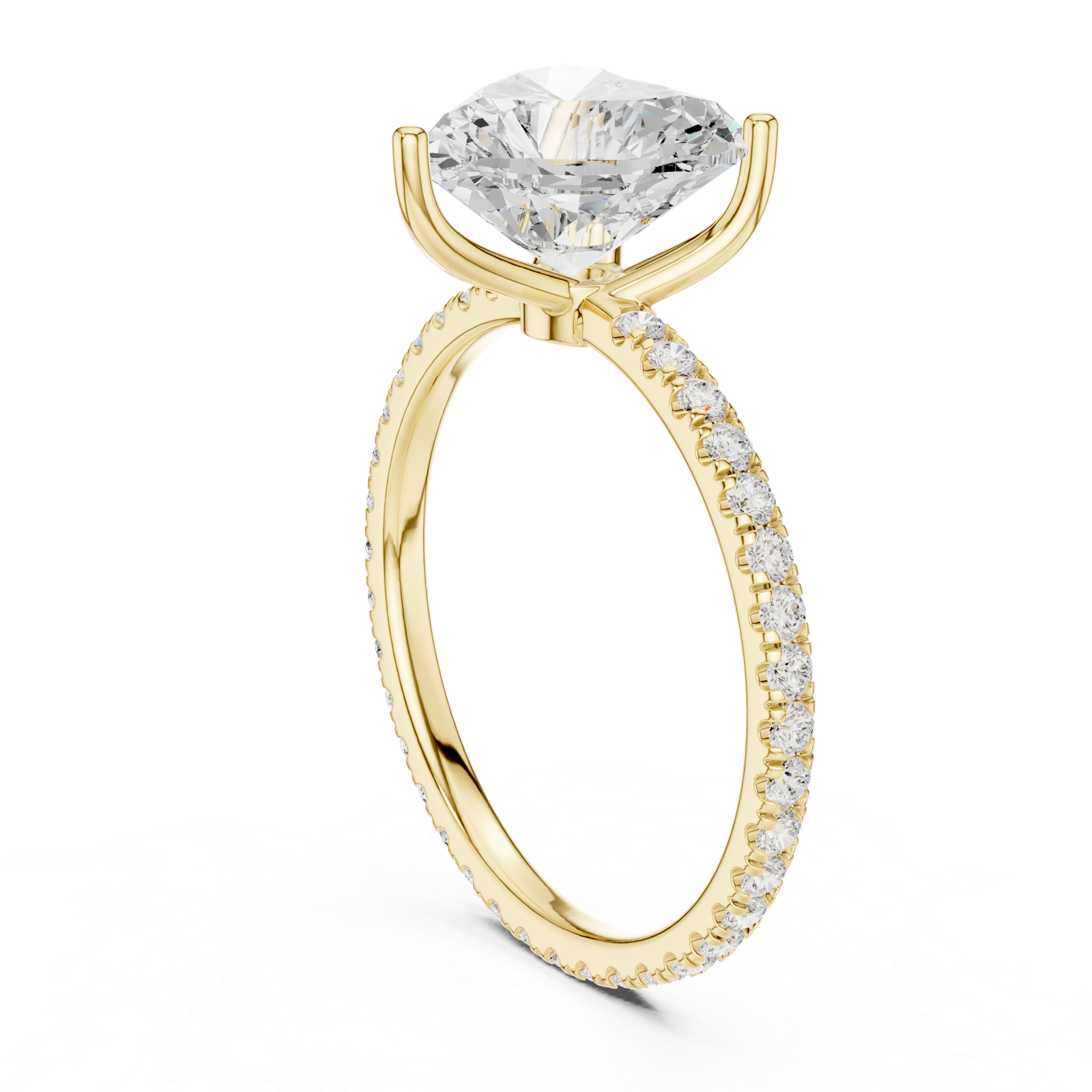 Gold Jewelry L36-16, Heart center stone, Yellow Gold, view 1