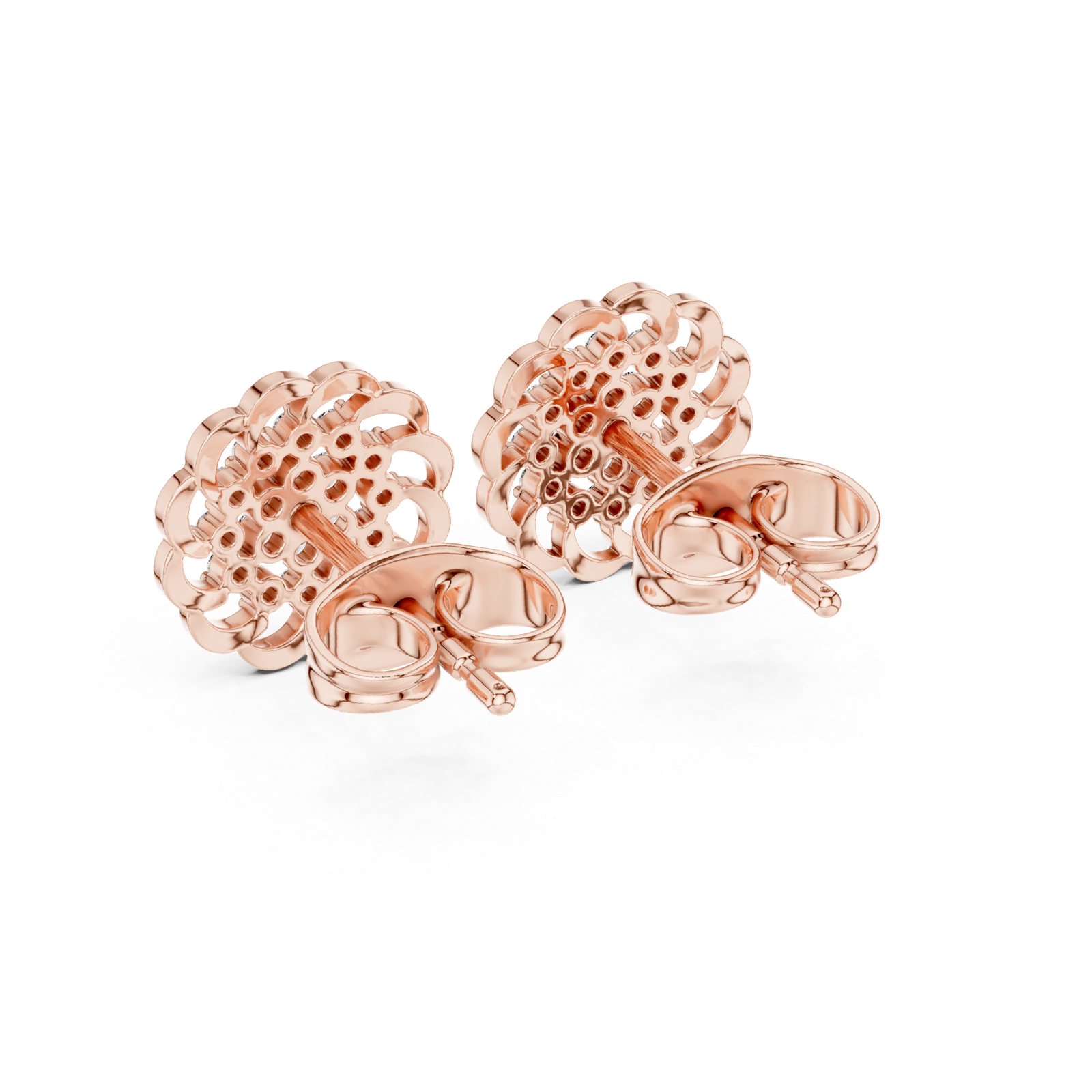 Gold Earrings 9-10087E, Rose Gold, view 3