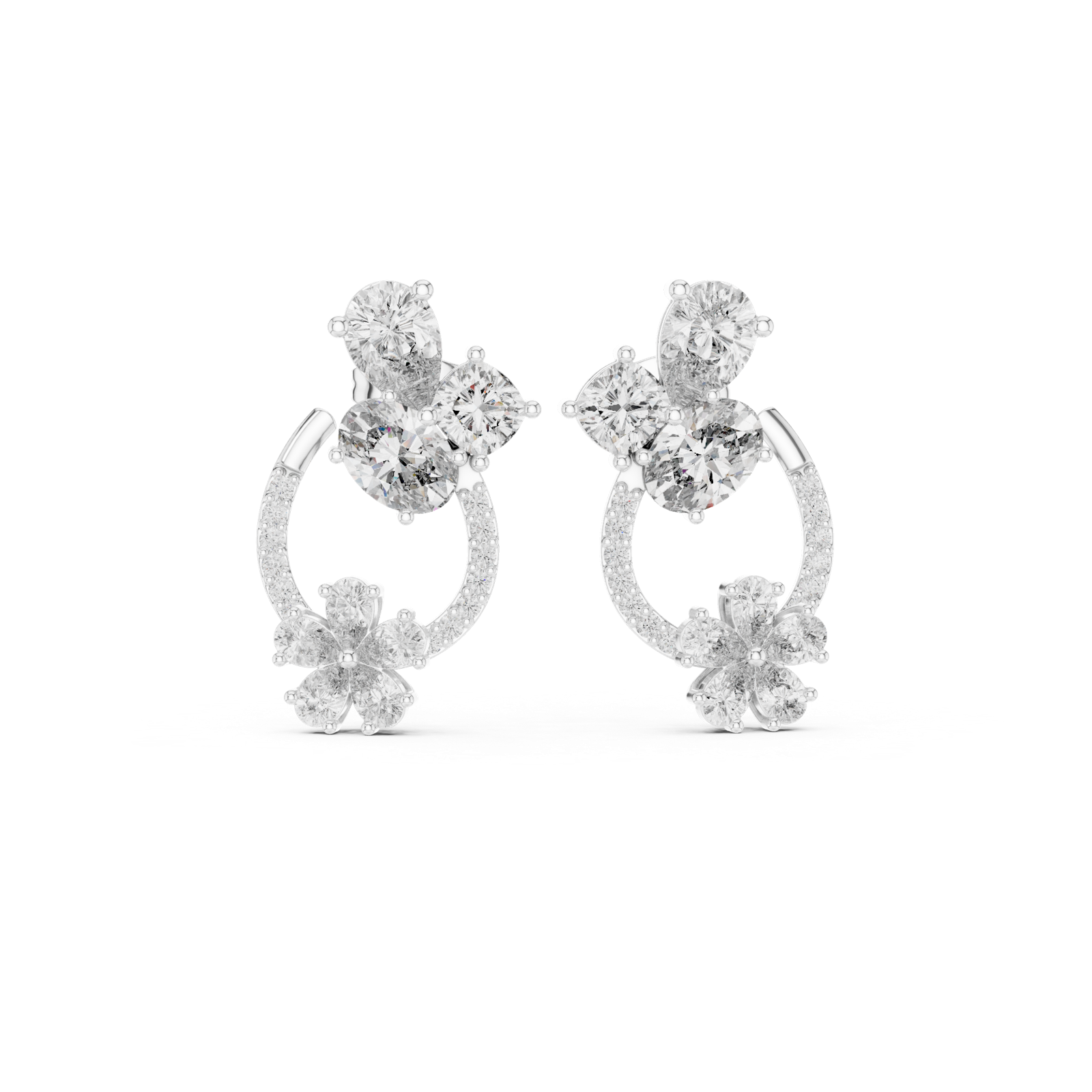 Gold Earrings AGDER-221, White Gold