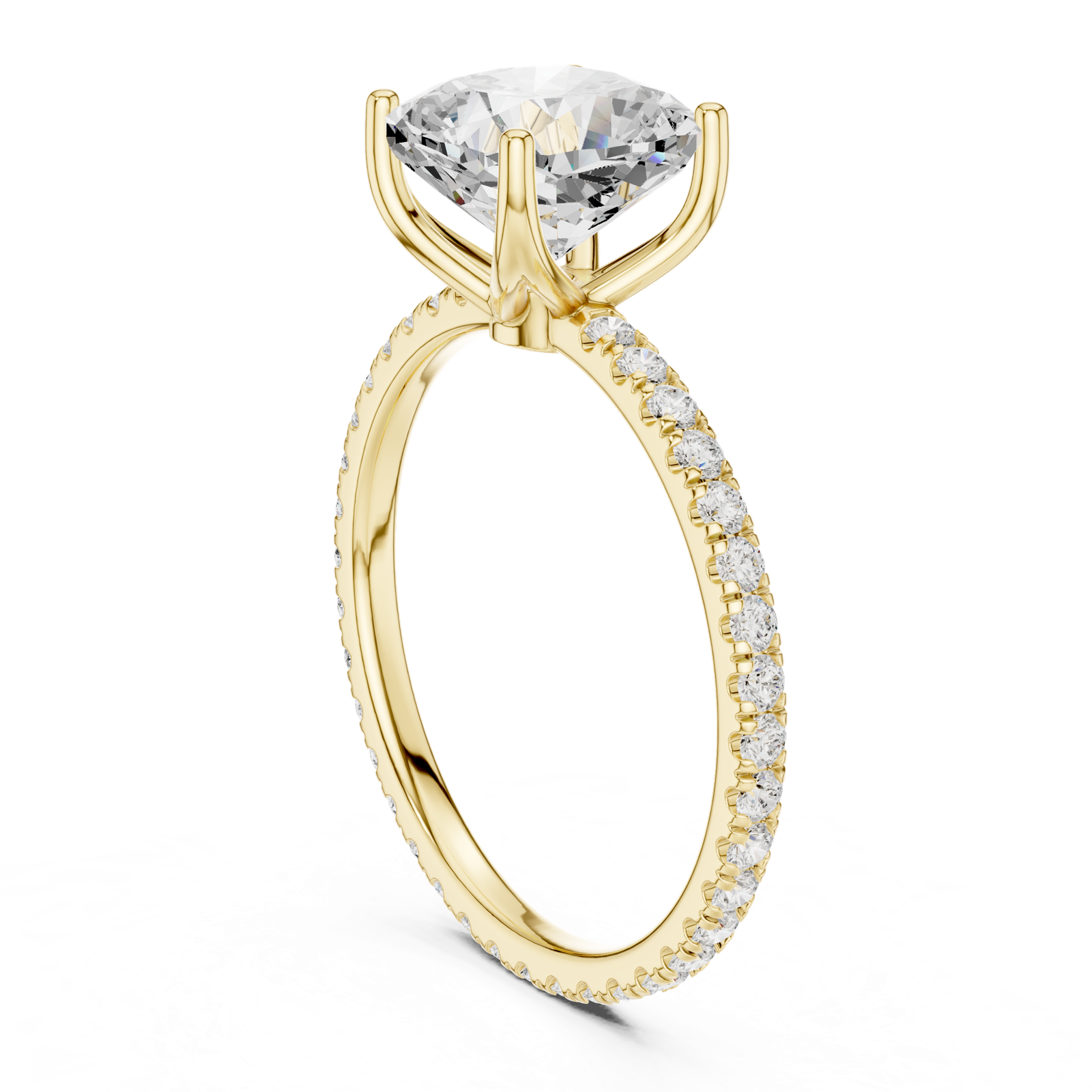 Gold Jewelry, Cushion center stone, Yellow Gold, view 1