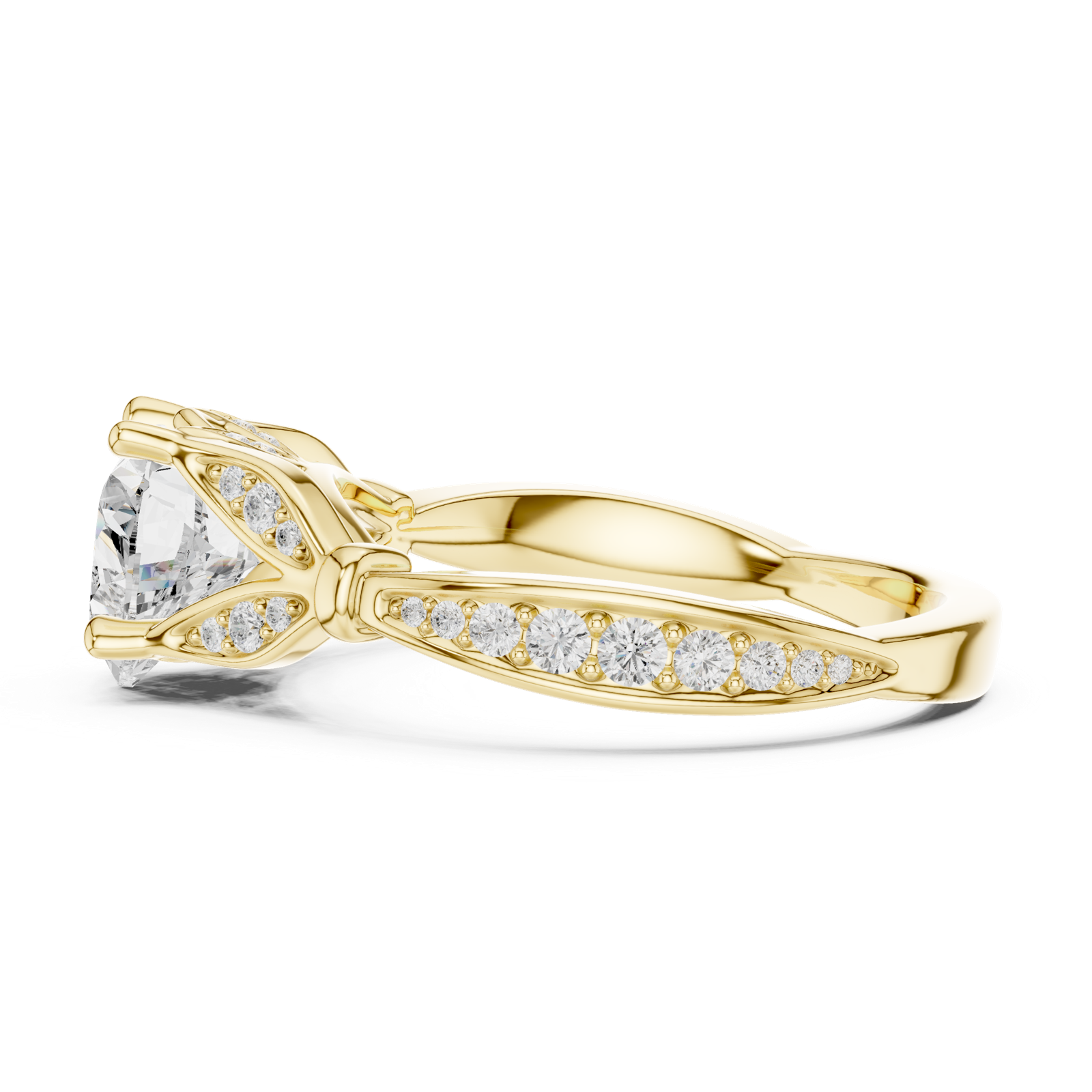 Gold Ring DDLR-257, Heart center stone, Yellow Gold, view 3