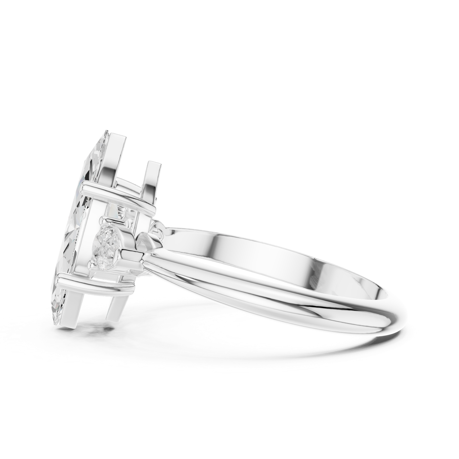 Gold Jewelry L35-66, Marquise center stone, White Gold, view 3