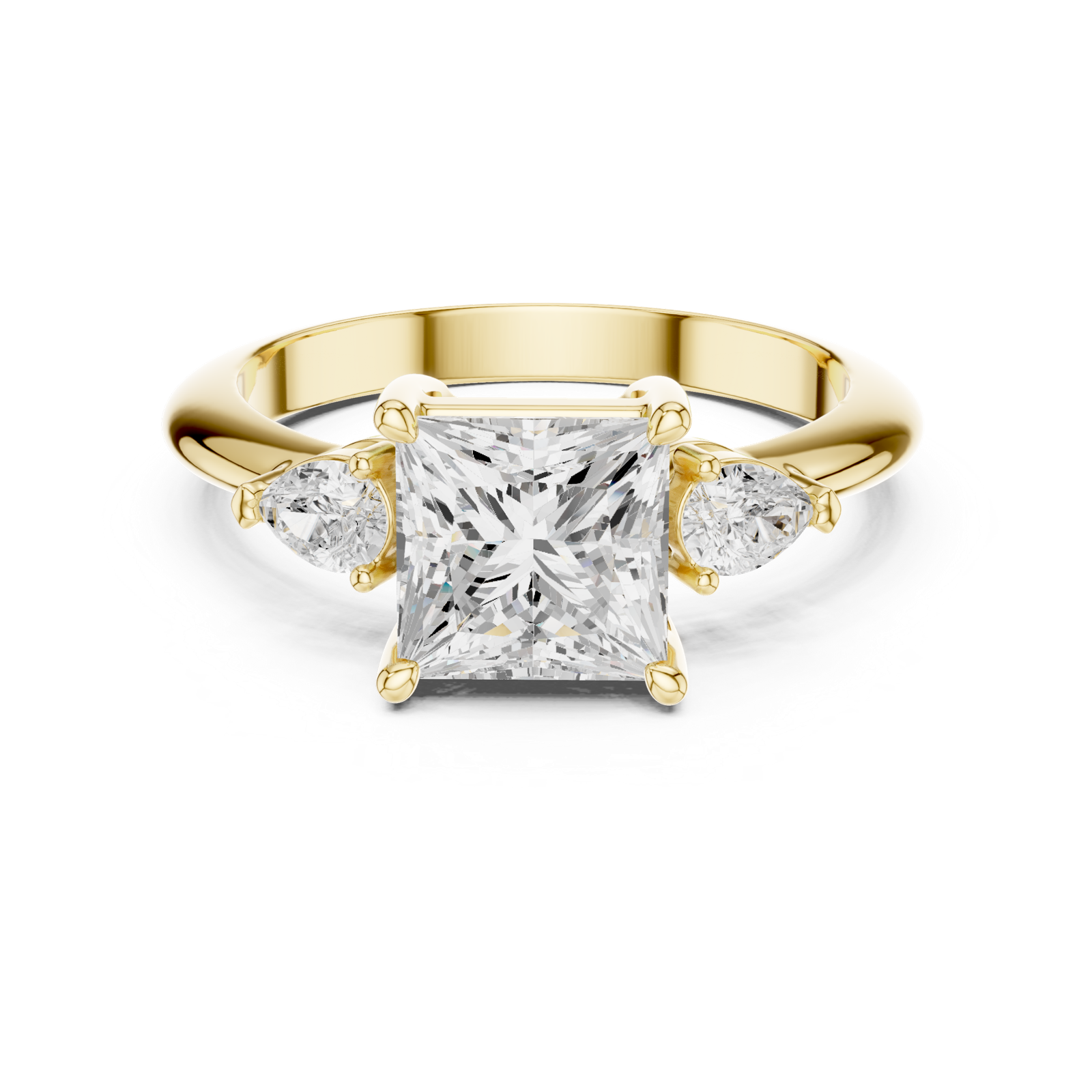 Gold Jewelry L35-66, Princess center stone, Yellow Gold, view 4