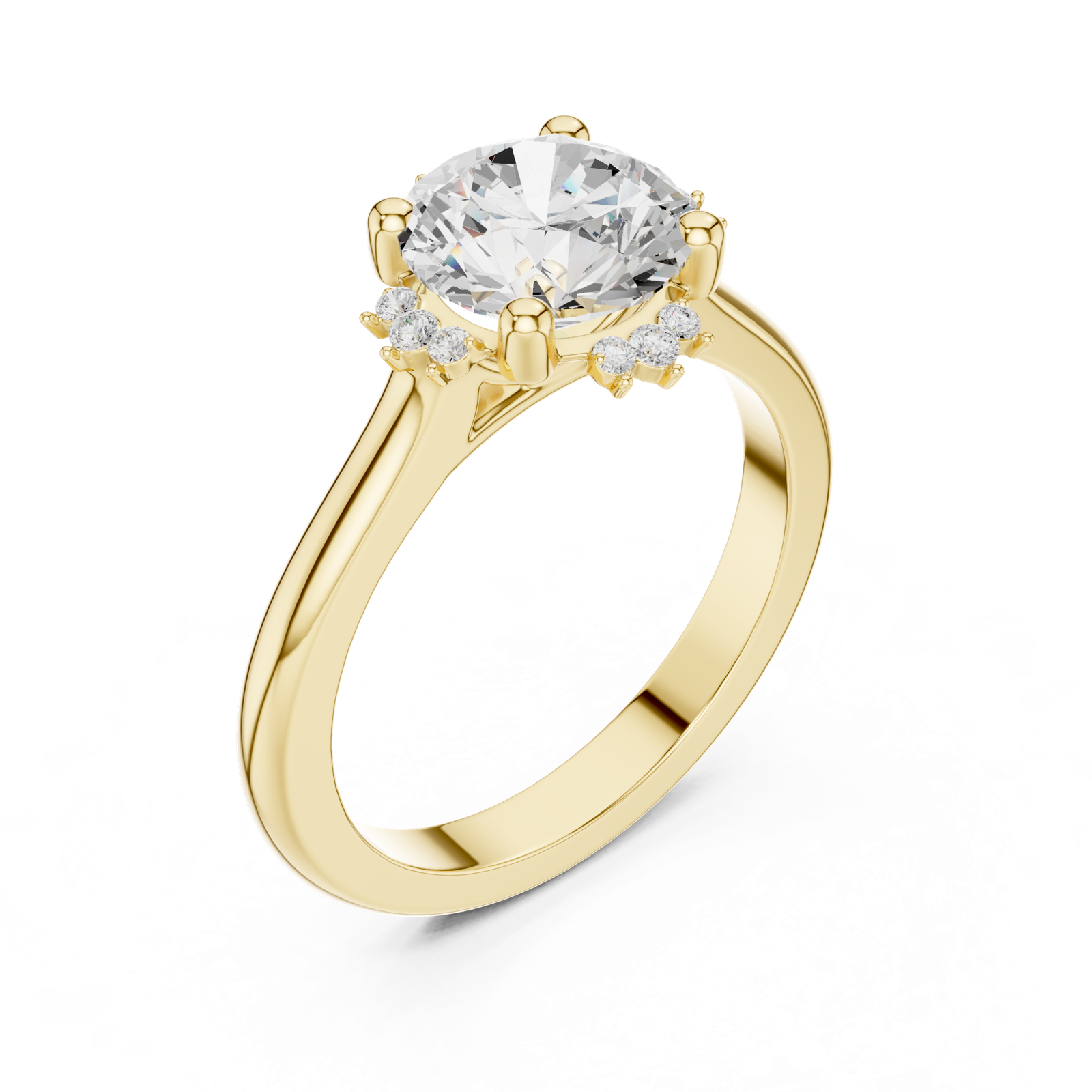 Gold Jewelry L35-123, Round center stone, Yellow Gold, view 2