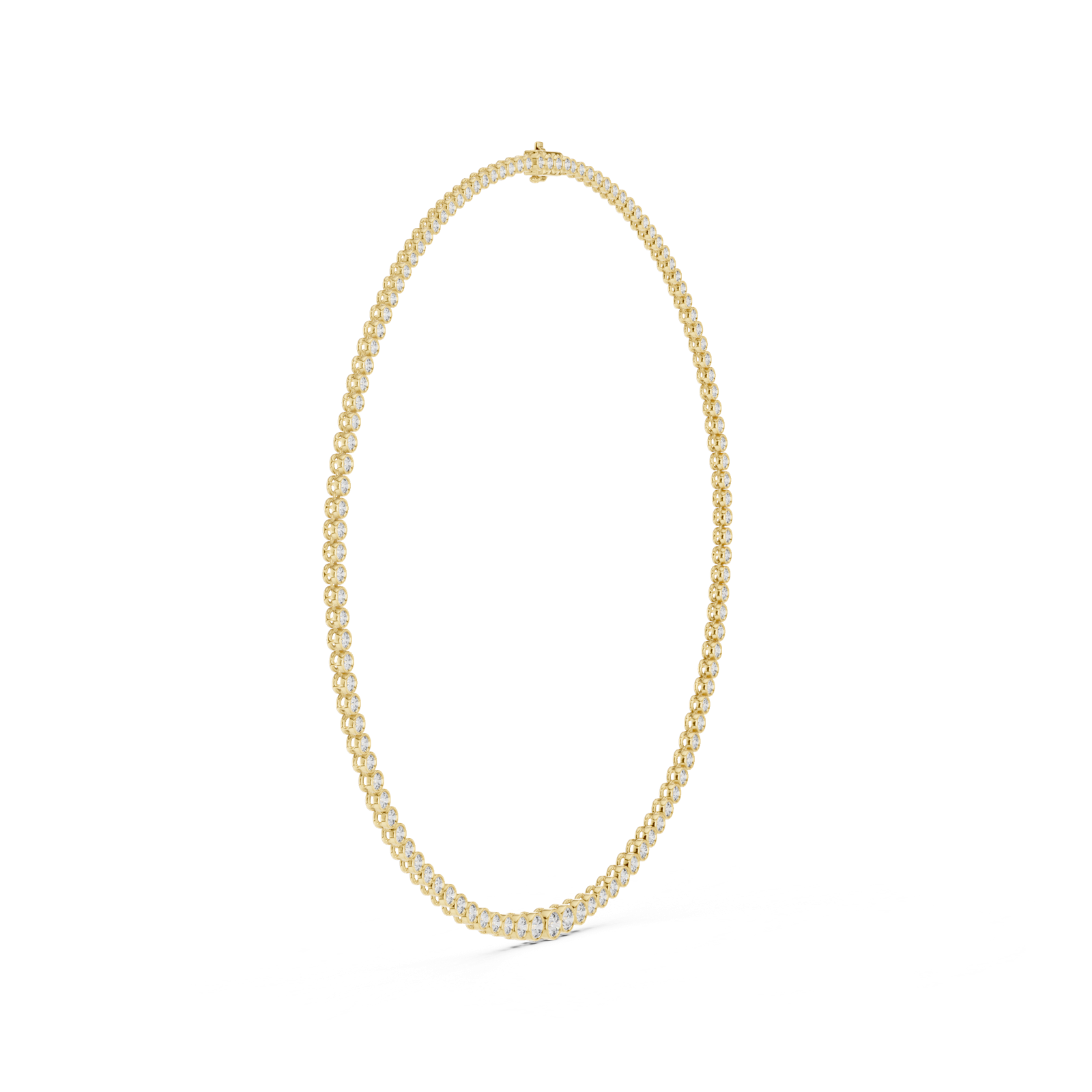 14K Solid Gold Lab Diamond Tennis Necklace, Yellow Gold, view 3
