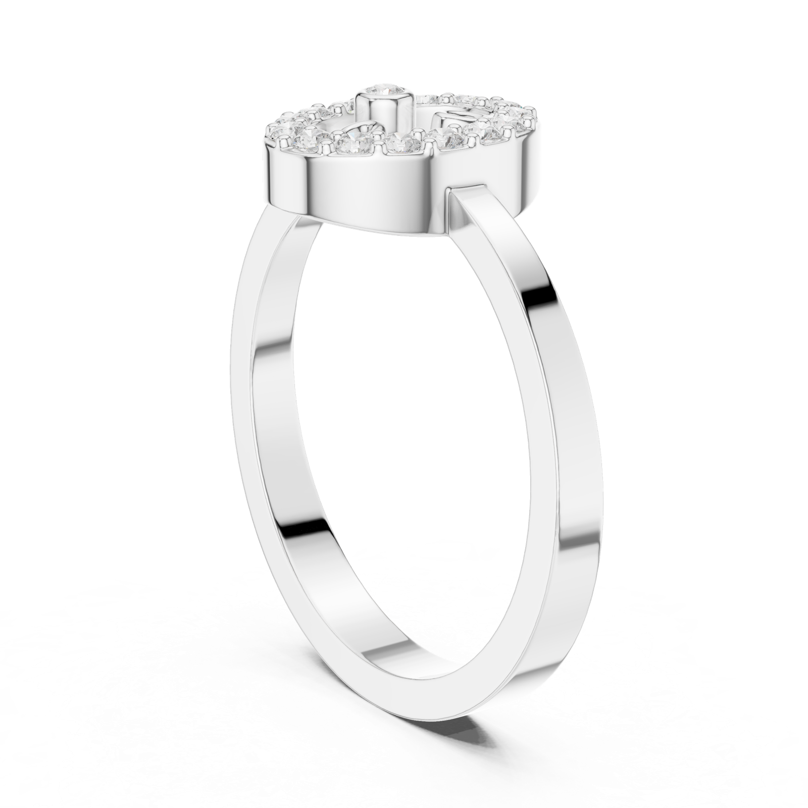 Gold Ring R28, White Gold, view 1