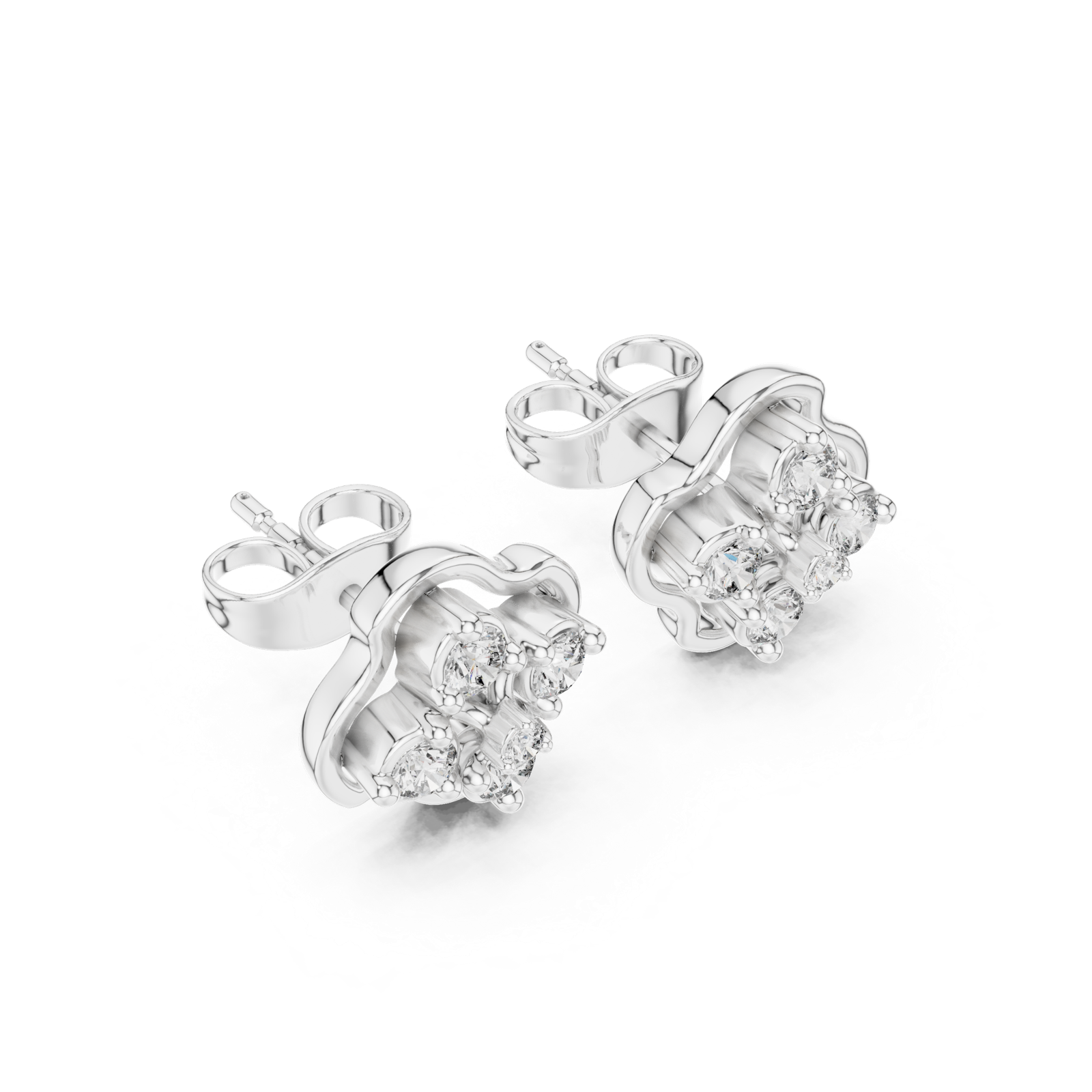Gold Earrings 9-10049E, White Gold, view 2