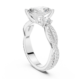 Gold Ring DDLR-281, Radiant center stone, White Gold, view 1