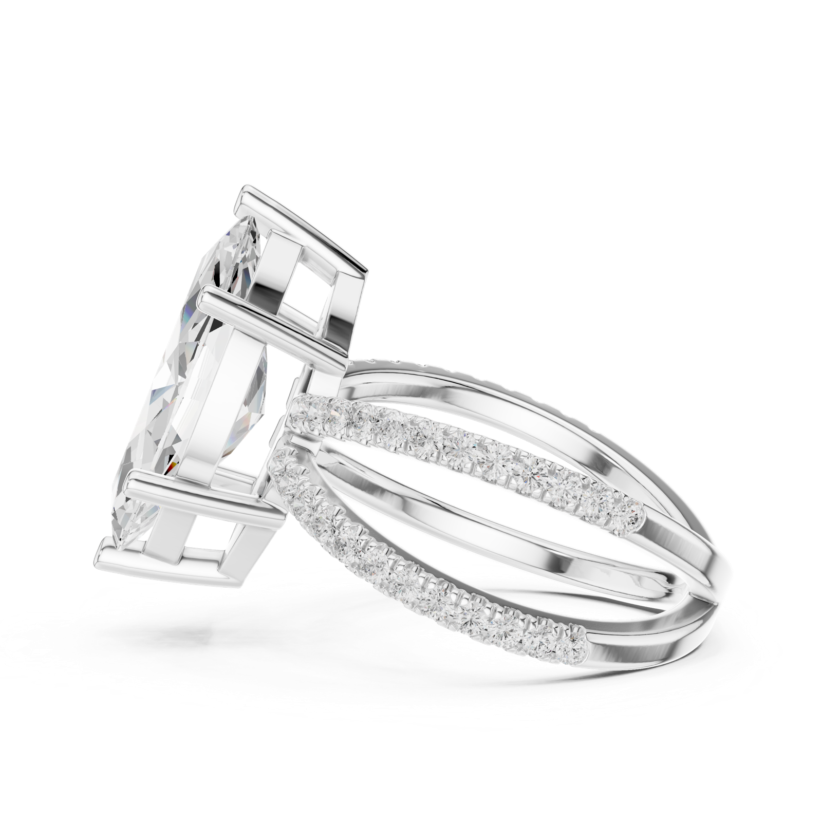 Gold Jewelry L36-25, Marquise center stone, White Gold, view 3