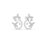 14K Solid Gold Lab Diamond Cluster Earrings, White Gold