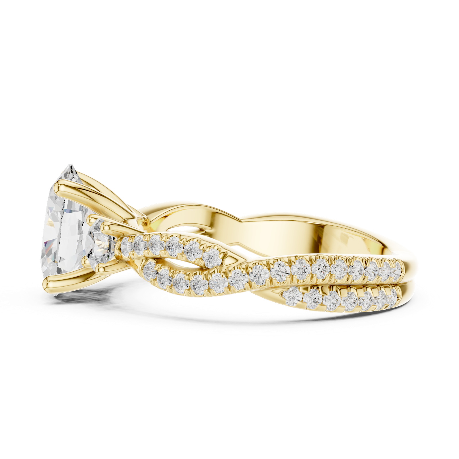 Gold Ring DDLR-281, Oval center stone, Yellow Gold, view 3