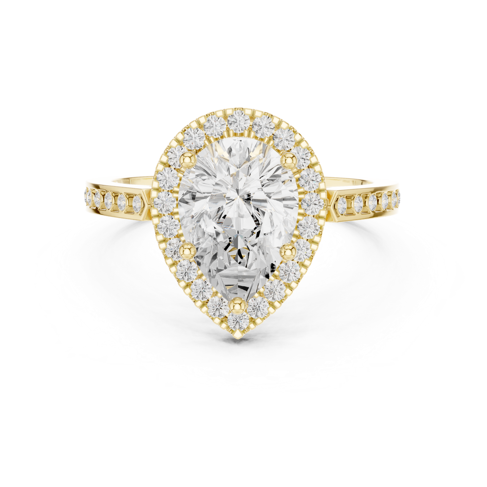 Gold Ring DDLR-349, Pear center stone, Yellow Gold, view 4