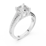 Gold Ring, Cushion center stone, White Gold, view 2