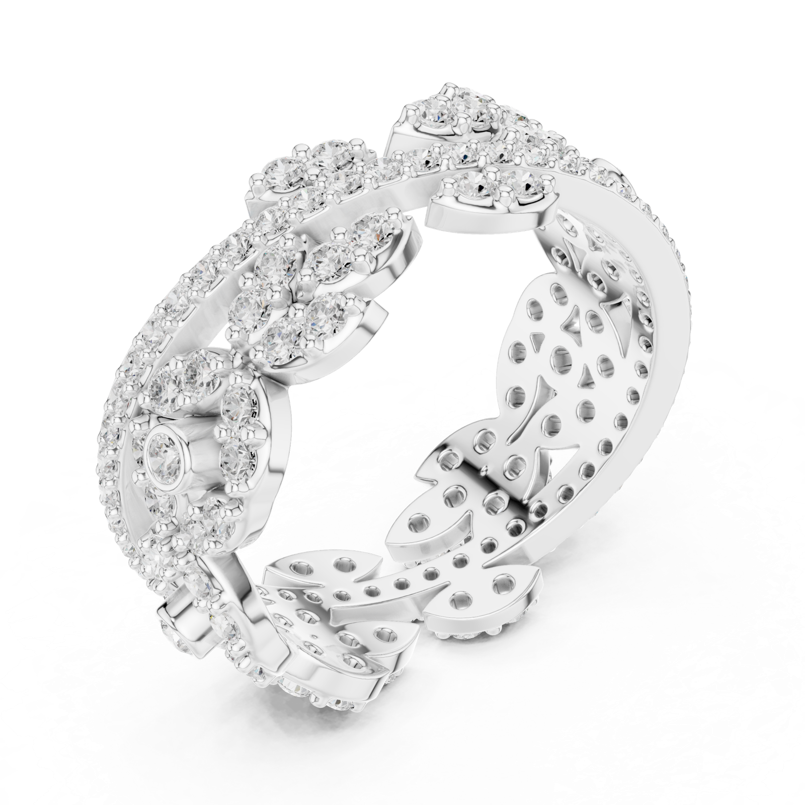 Gold Ring r45, White Gold, view 2