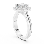 Gold Ring, Asscher center stone, White Gold, view 1