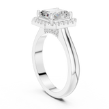 Gold Ring, Asscher center stone, White Gold, view 1