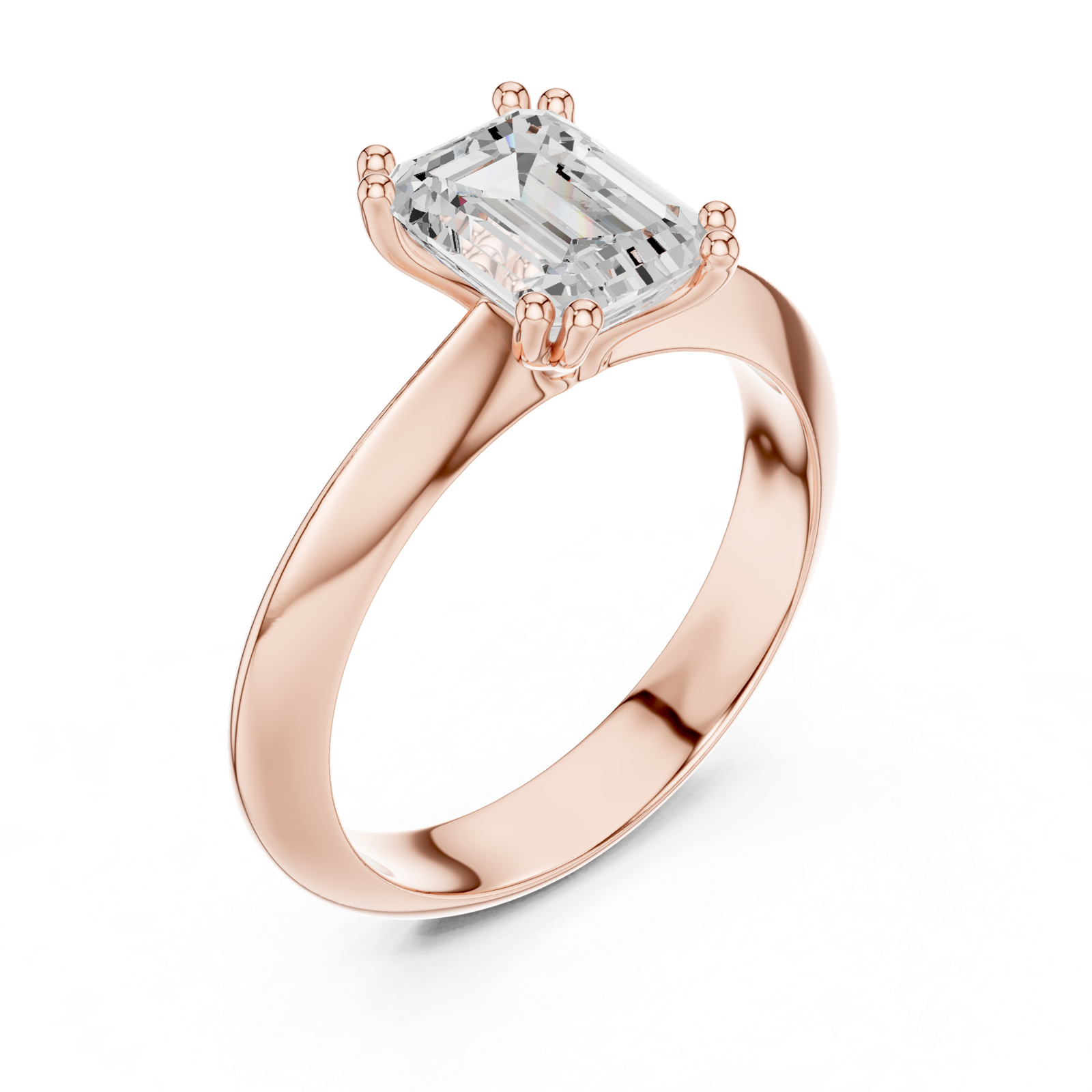 Gold Jewelry L36-8, Emerald center stone, Rose Gold, view 2
