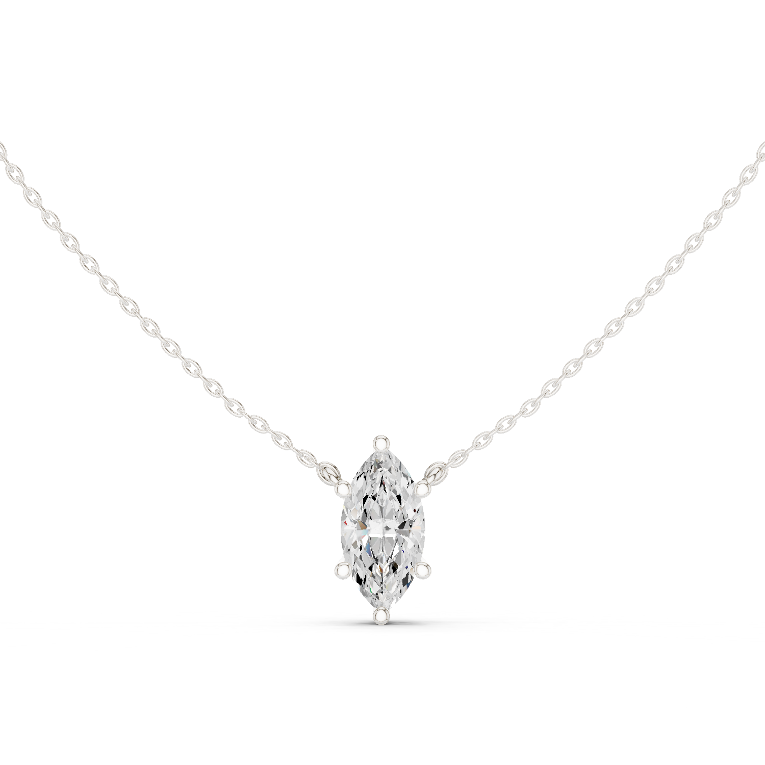 Gold Jewelry DDPO-001, Marquise center stone, White Gold