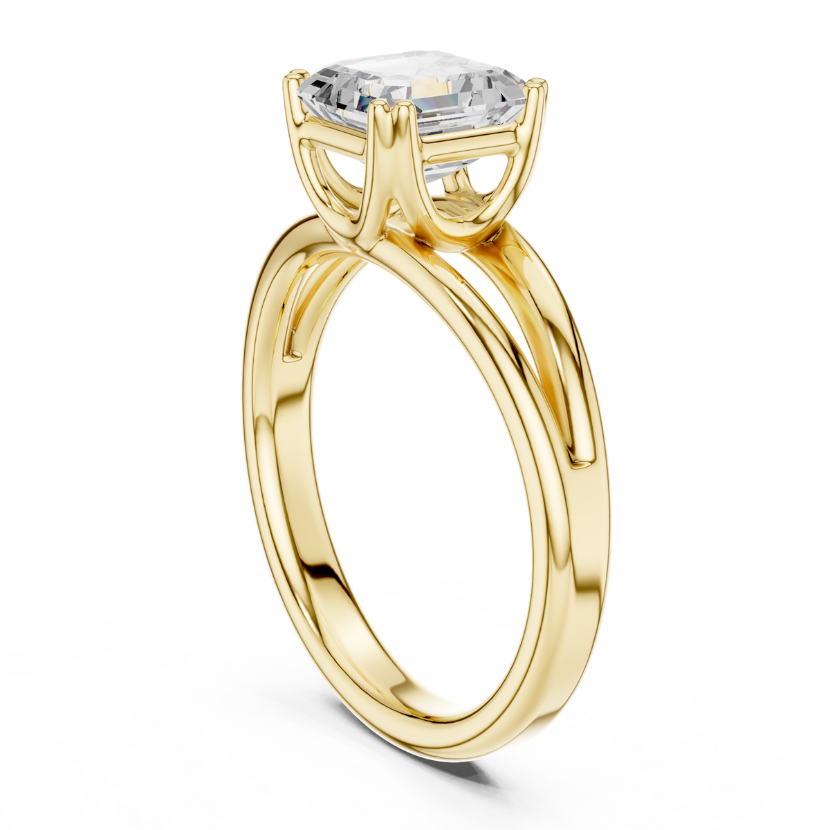 Gold Jewelry L36-7, Asscher center stone, Yellow Gold, view 1