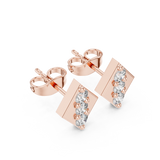 14K Solid Gold Lab Diamond Cluster Earrings, Rose Gold, view 2