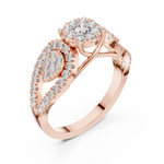 14K Solid Gold Lab Diamond Three-Stone Ring, Rose Gold, view 2