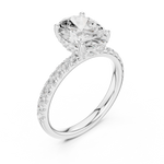 Gold Ring DDLR-161, Oval center stone, White Gold, view 2
